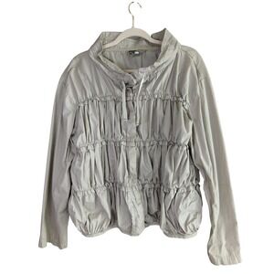 Habitat Clothes to Live In Jacket Womens L Tan Ruched Button Front Lightweight